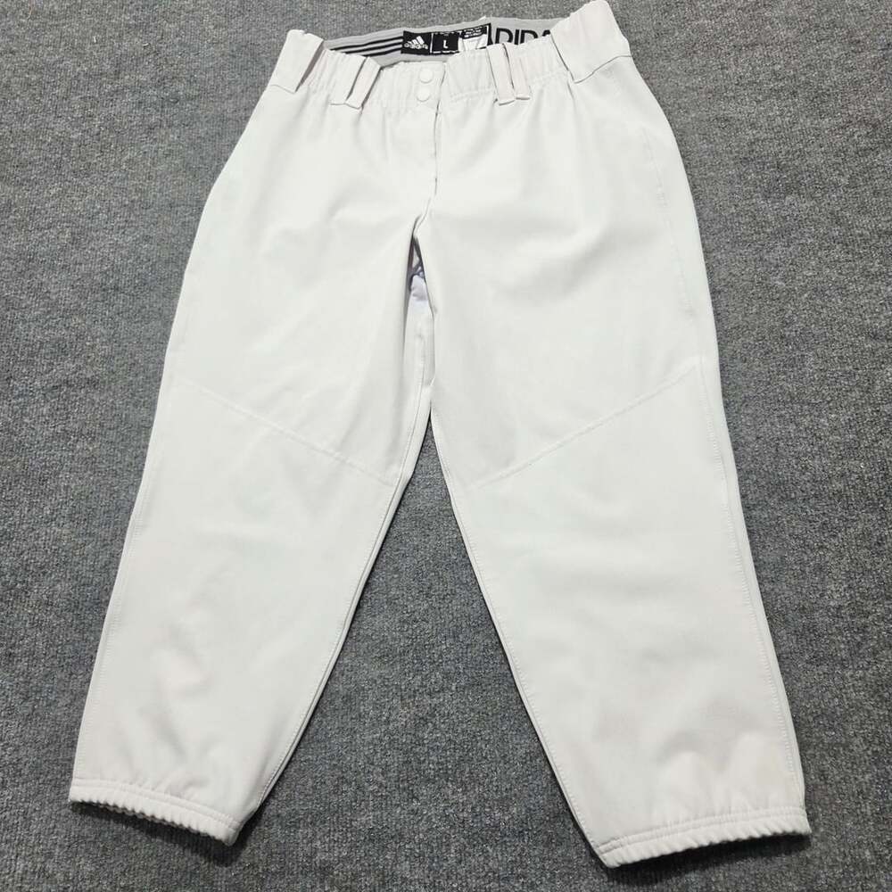 Adidas White Baseball Pants Elastic Bottom Size L